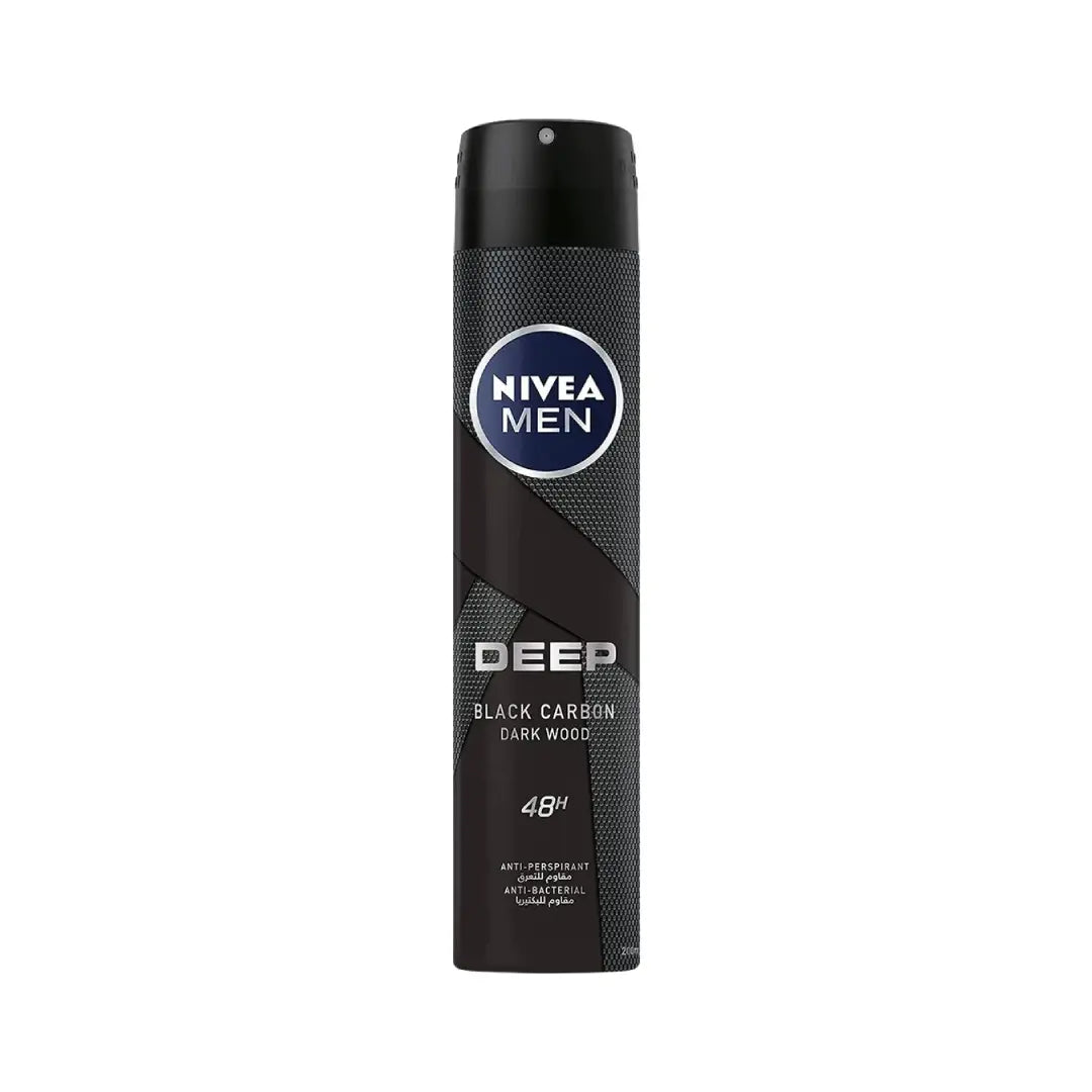 NIVEA Men Black & Carbon Deep Darkwood 48H Anti-Perspirant Deo Spray 150ml | Long-Lasting Odor Protection