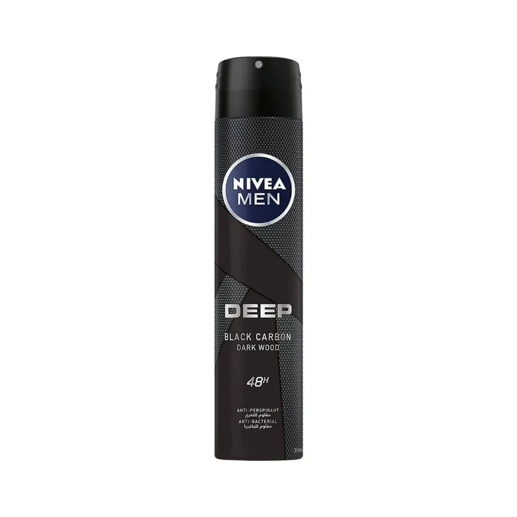 NIVEA Men Black & Carbon Deep Darkwood 48H Anti-Perspirant Deo Spray 150ml | Long-Lasting Odor Protection