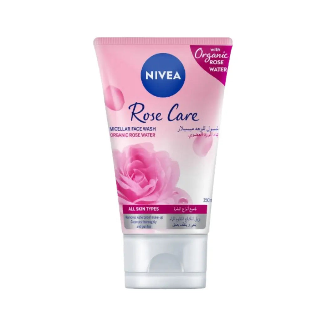 NIVEA Rose Care Micellar Face Wash 150ml | Organic Rose Water Cleanser | Gentle Makeup Removal & Hydrating Face Wash