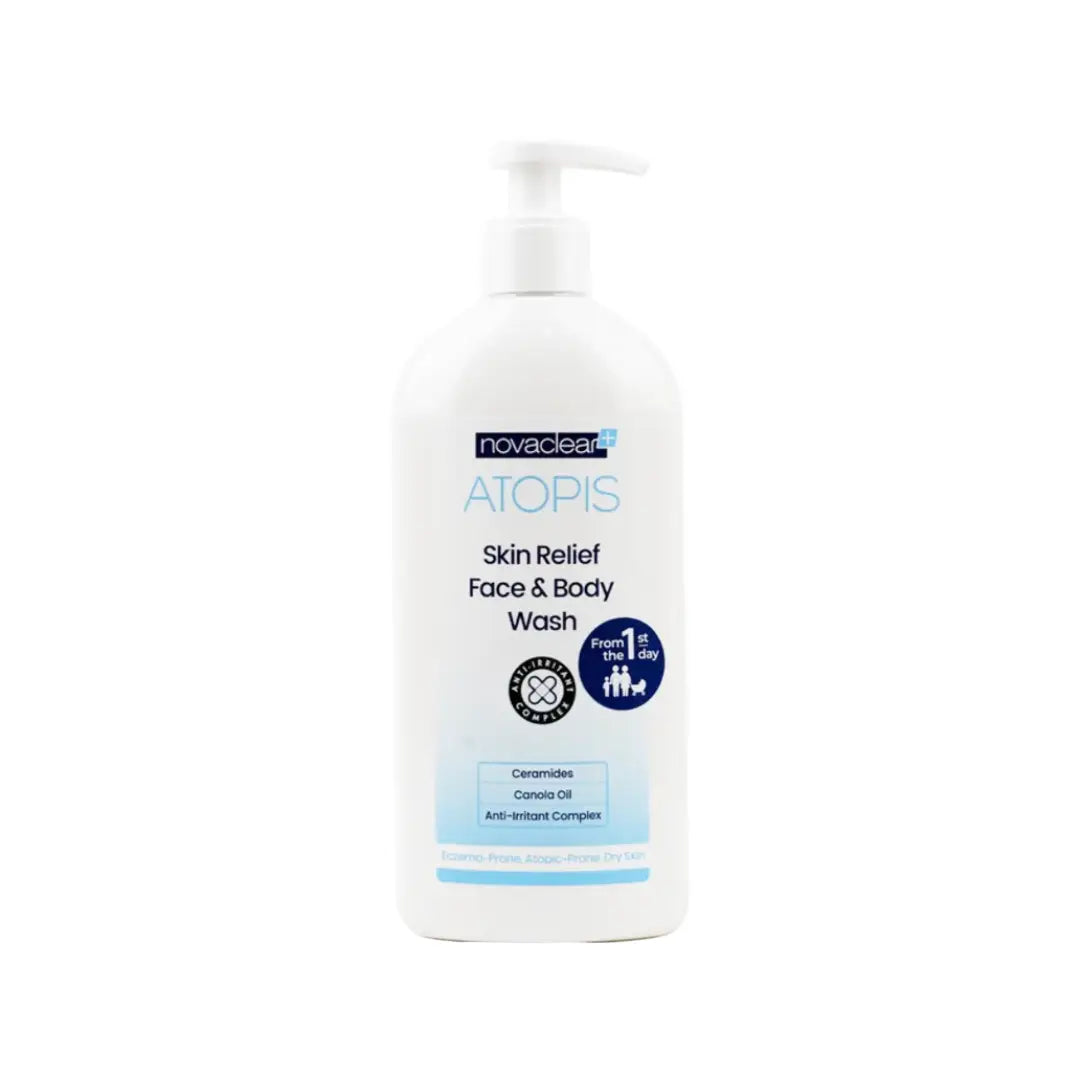 Novaclear Atopis Skin Relief Face & Body Wash 500ml | Gentle Cleanser for Dry & Sensitive Skin