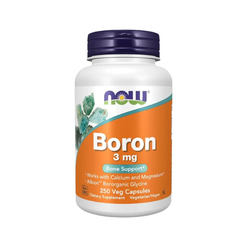 Now Boron 3mg Veg Capsules 250 – Trace Mineral Supplement for Bone Health & Metabolism