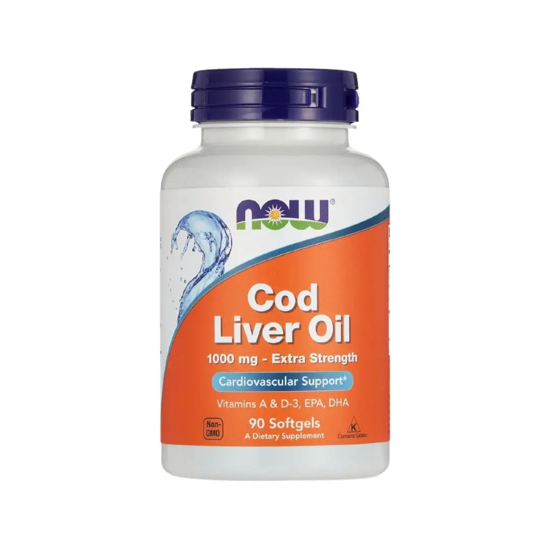 Now Cod Liver Oil 1000mg Softgels 90s – Rich in Omega-3, Vitamins A & D3 for Heart & Bone Health