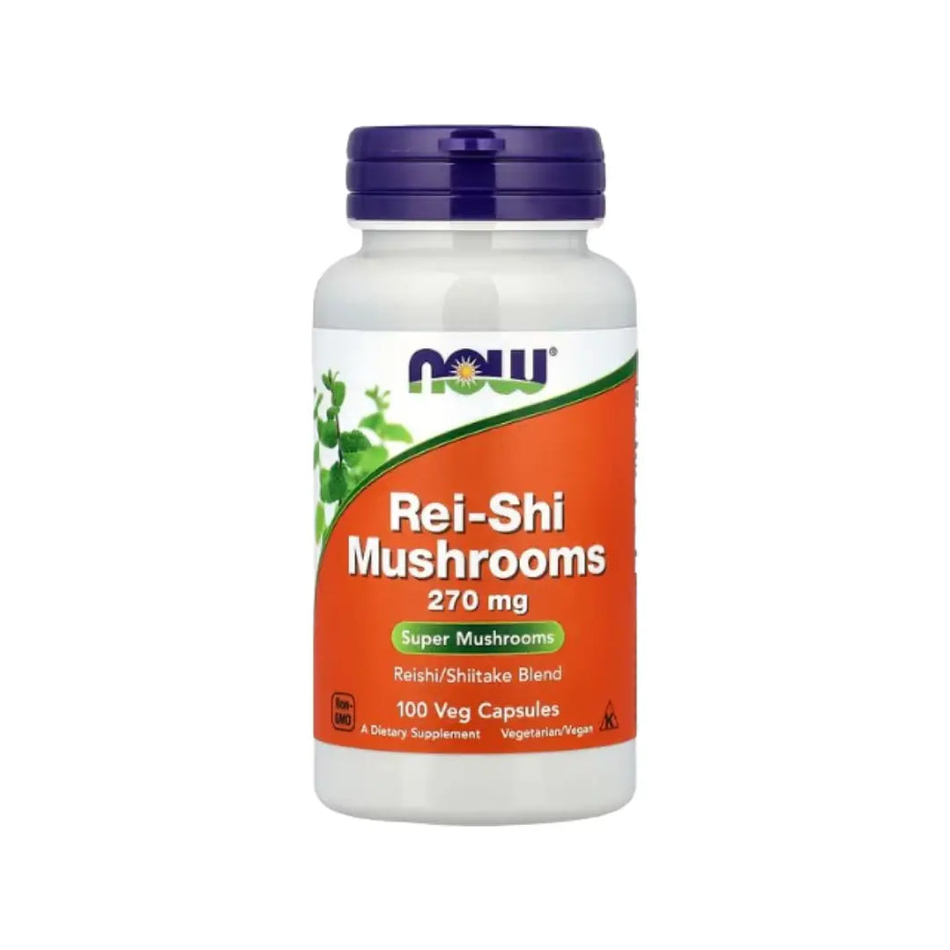 Now Rei-Shi Mushrooms 270mg Veg Capsules 100 – Reishi & Shiitake Blend for Daily Wellness Support