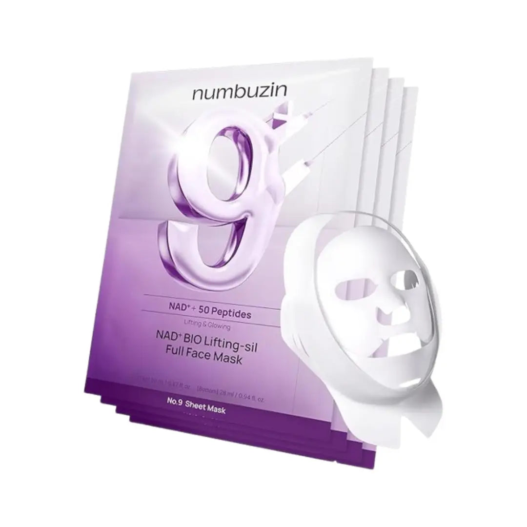 Numbuzin No.9 NAD+ Bio Lifting-Sil Full Face Mask 28ml x 4 Firming Sheet Mask Set