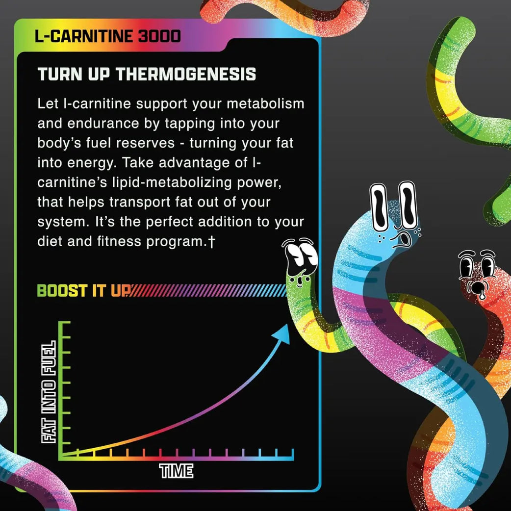 Nutrex L-Carnitine 3000 Sour Gummy Worms 465ml Serv 31