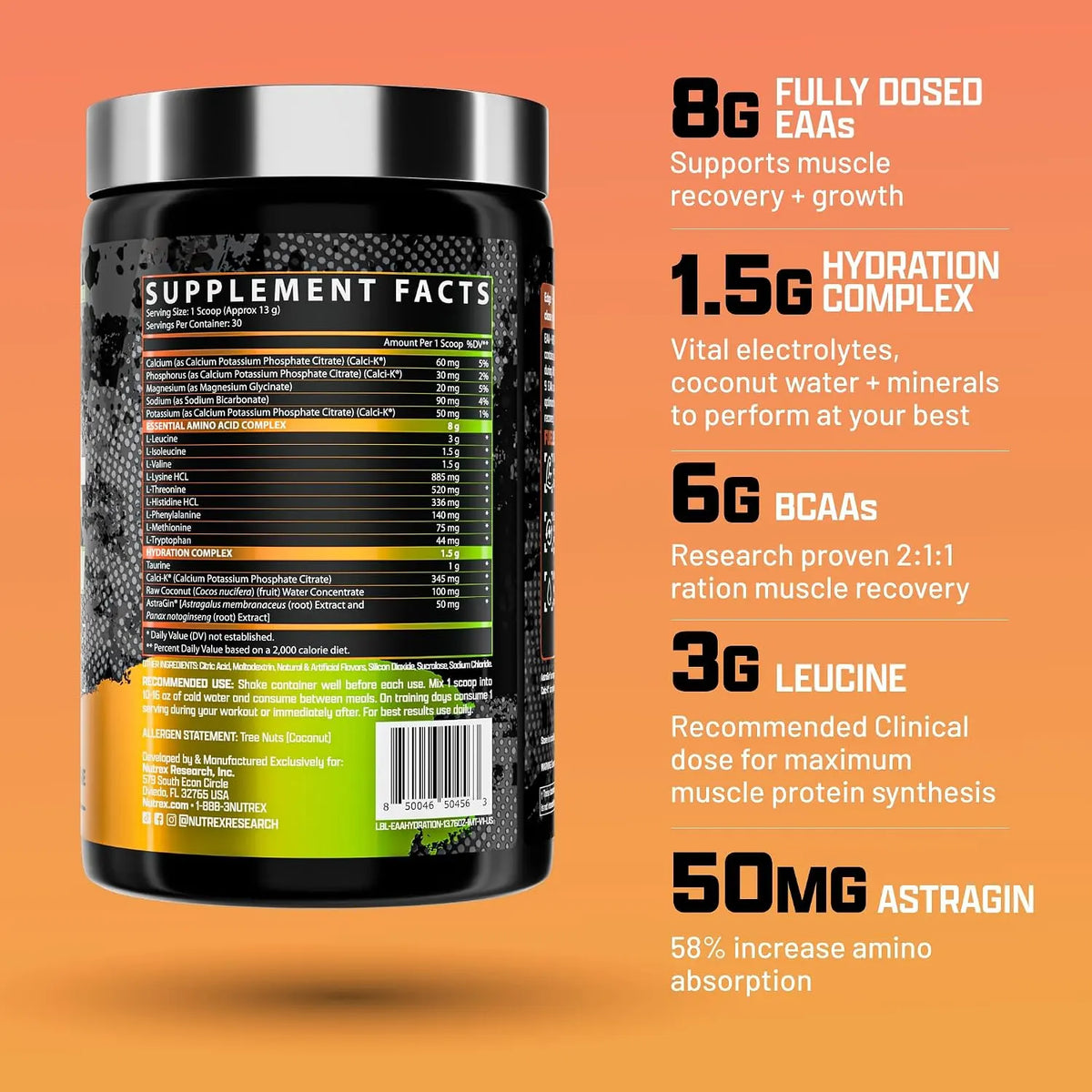 Nutrex EAA+ Hydration Mango 390g Serv 30