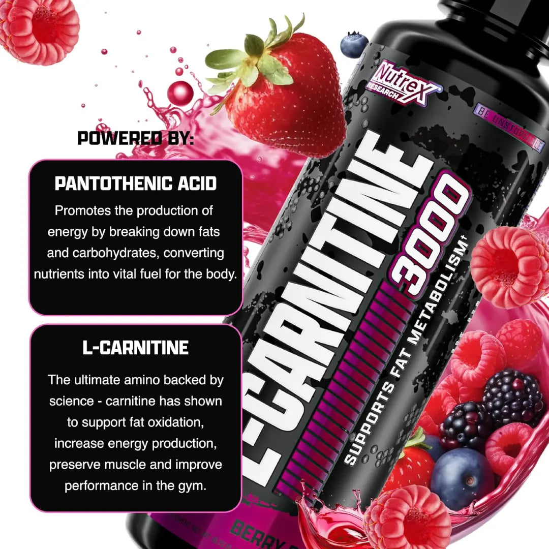 Nutrex L-Carnitine 3000 Berry Blast Flavor 465ml Serv 31
