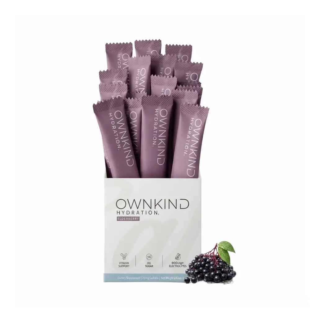 OWNKIND Hydration Elderberry Electrolytes 20 Sachets – Zero Sugar Hydration Drink Mix