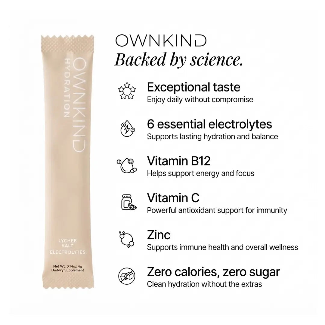 OWNKIND Hydration Lychee Electrolytes 20 Sachets – Zero Sugar Hydration Drink Mix