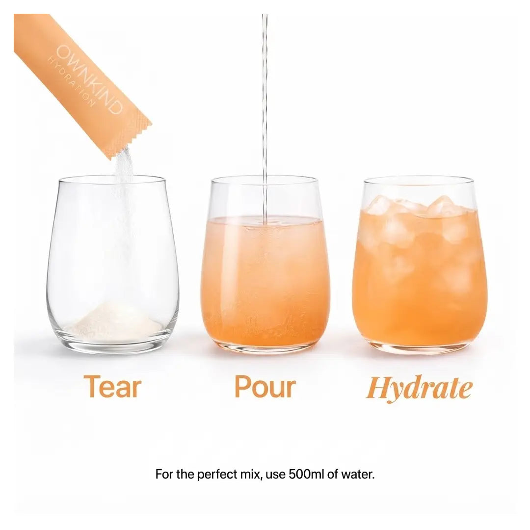OWNKIND Hydration Peach & Mango Electrolytes 20 Sachets – Zero Sugar Drink Mix