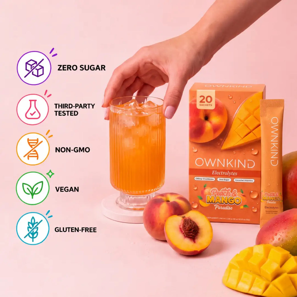 OWNKIND Hydration Peach & Mango Electrolytes 20 Sachets