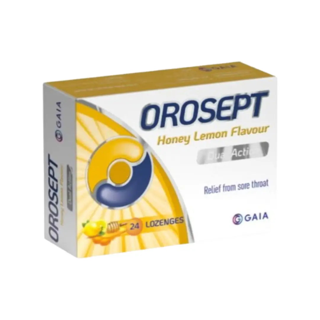 Orosept Honey Lemon Dual Action Lozenges 24s Throat Lozenges with Honey and Lemon for Throat Comfort and Fresh Breath