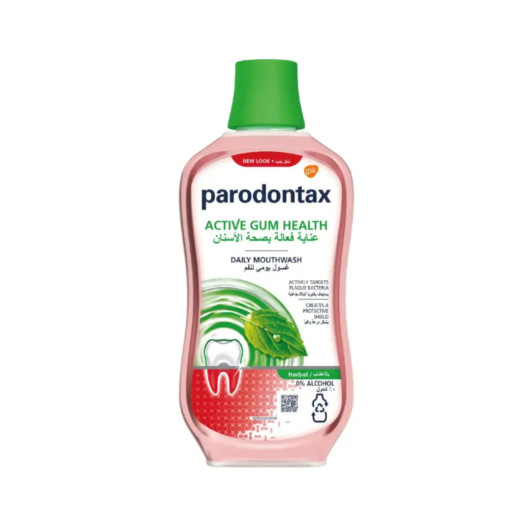 Parodontax Herbal Daily Mouthwash 500ml | Alcohol-Free Gum Care Mouth Rinse | Plaque Control & Fresh Breath