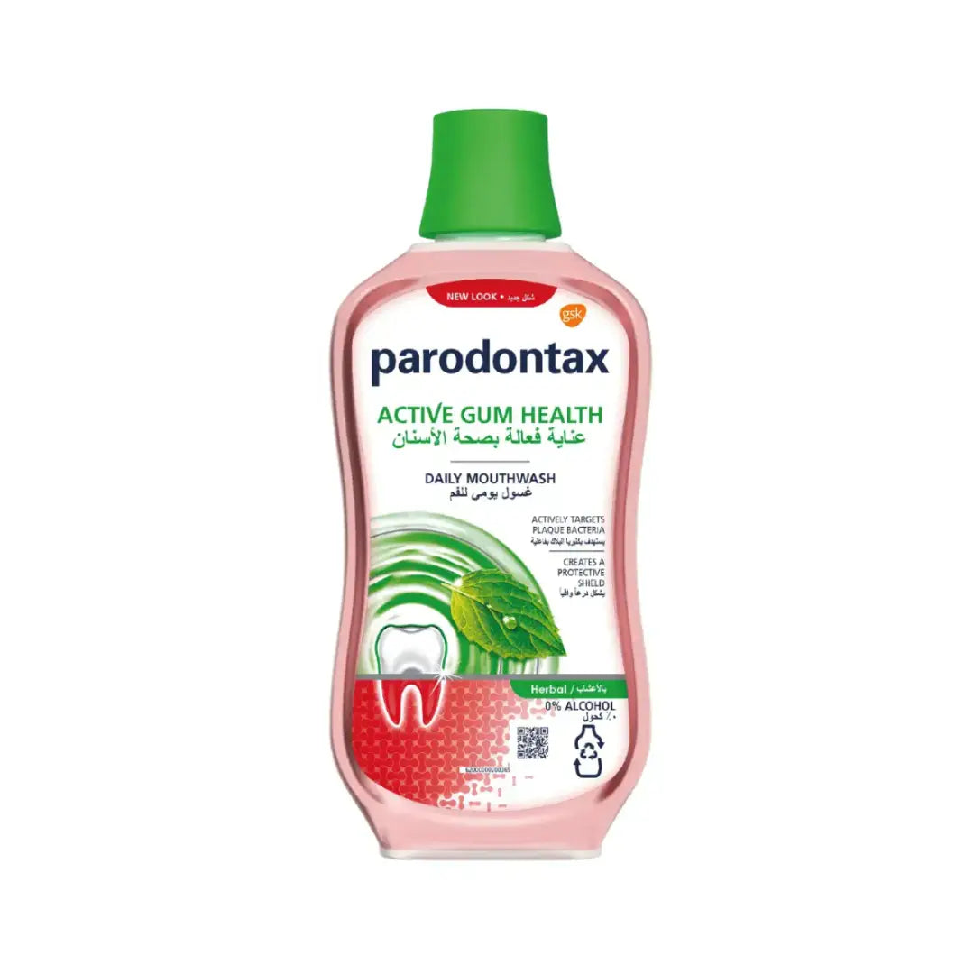 Parodontax Herbal Daily Mouthwash 500ml | Alcohol-Free Gum Care Mouth Rinse | Plaque Control & Fresh Breath