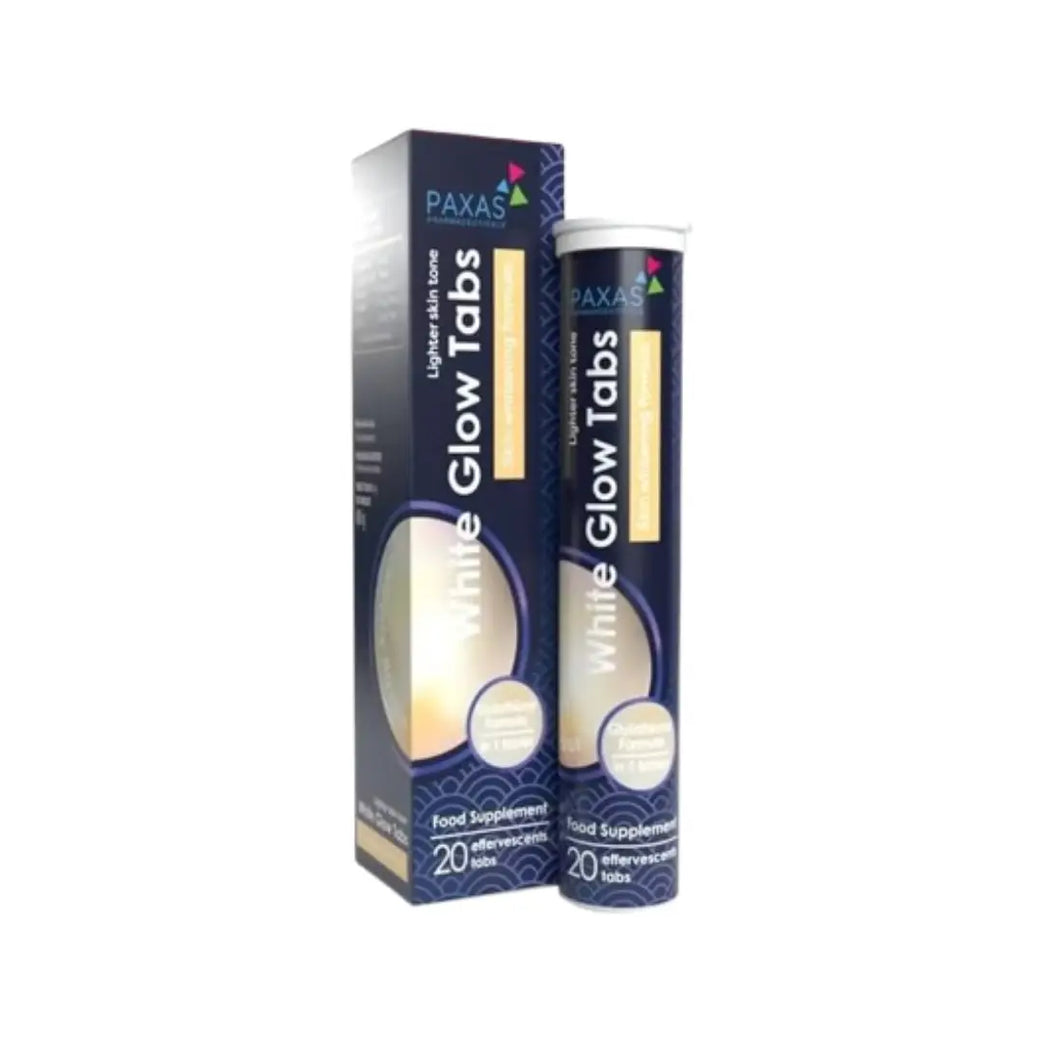 Paxas White Glow Effervescent Tablets 20s | Glutathione, Vitamin C & E Supplement | Skin Radiance & Antioxidant Support