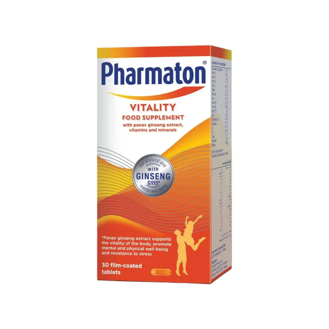 Pharmaton Vitality Film Coated Tablets 30 Count – Multivitamin with Ginseng Extract for Daily Nutritional Support
