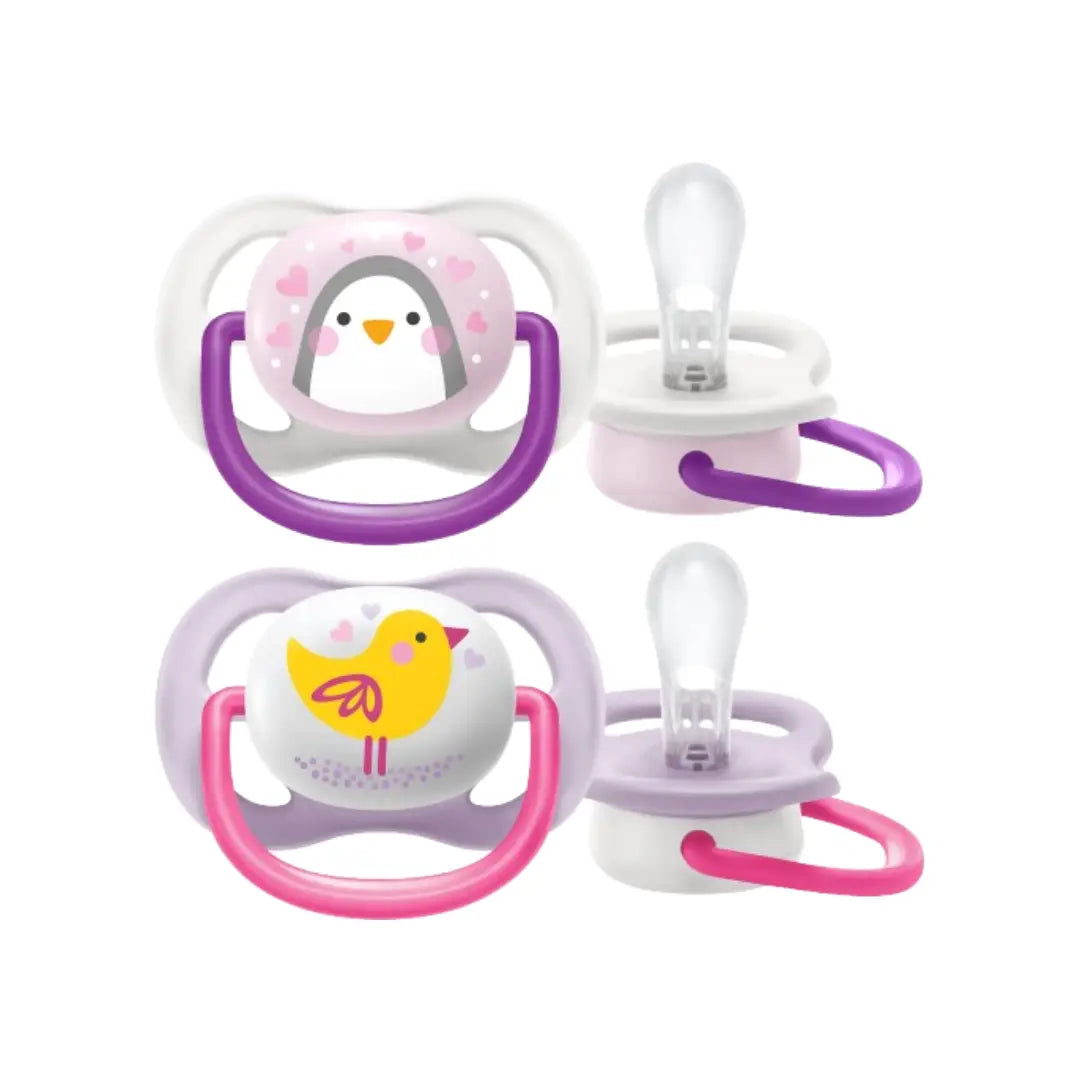 Philips Avent Ultra Air Freeflow Silicone Soother 0-6M Animals 2s SCF080/11 - BPA Free Pacifier