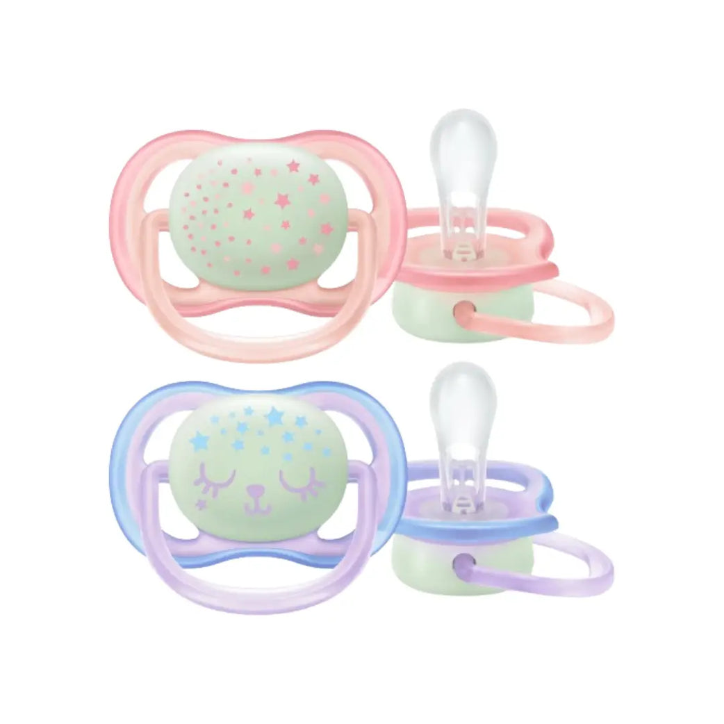 Philips Avent Ultra Air Silicone Soother Night Girl 0-6 Months 2s SCF376/12 - Glow in the Dark Pacifier