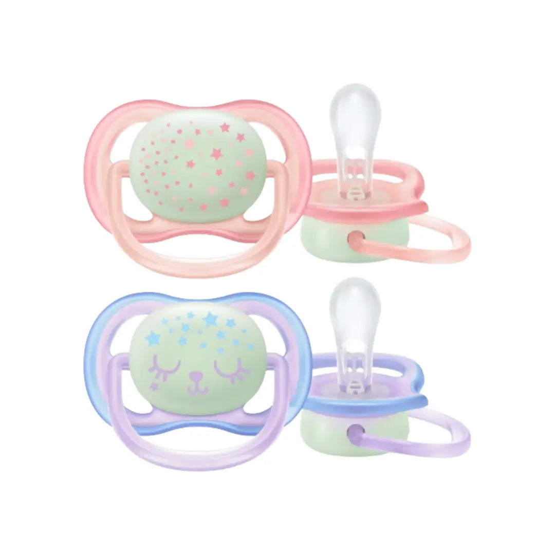 Philips Avent Ultra Air Silicone Soother Night Girl 0-6 Months 2s SCF376/12 - Glow in the Dark Pacifier