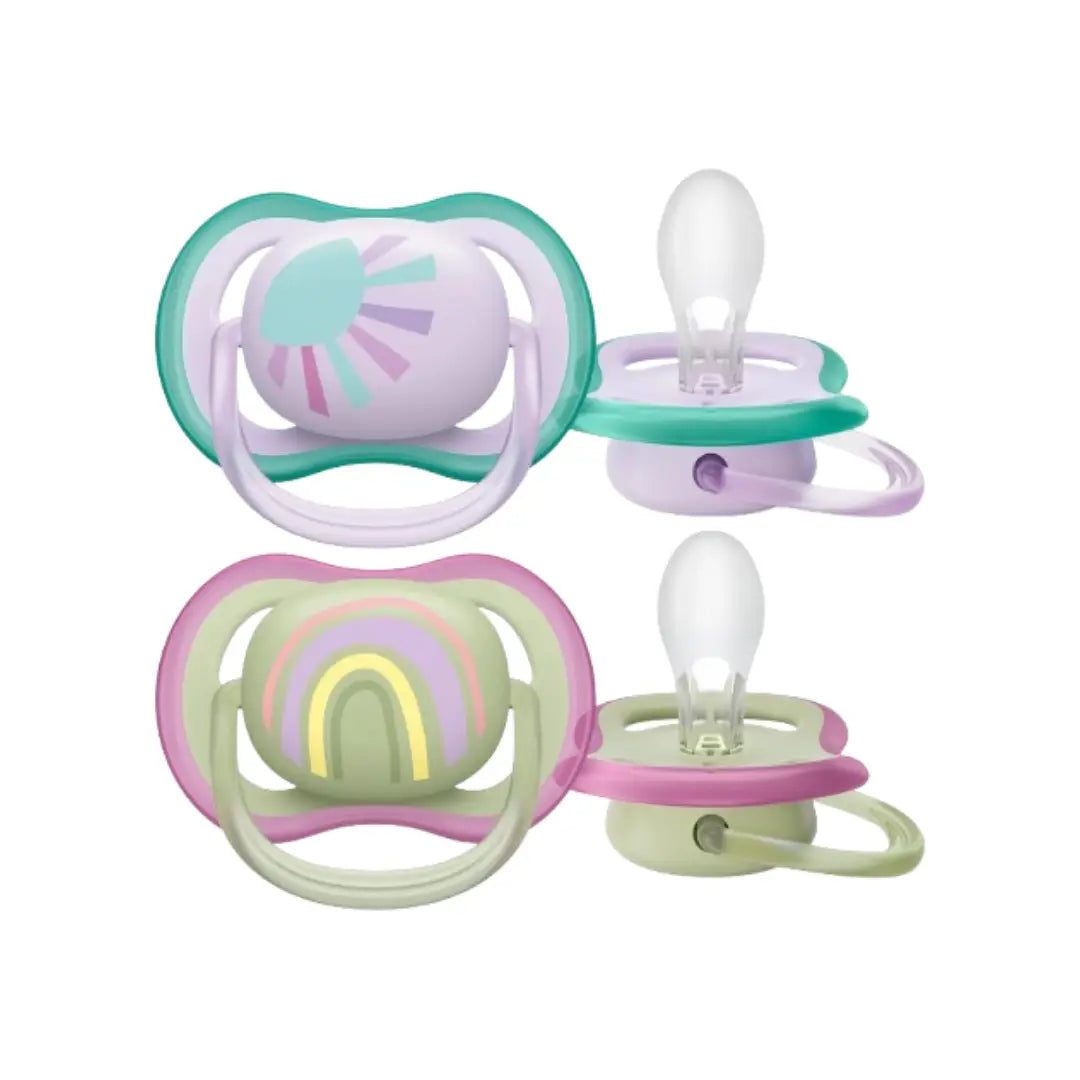 Philips Avent Ultra Air Soother 0-6 Months Girl 2s SCF085/59 - BPA Free Orthodontic Pacifier