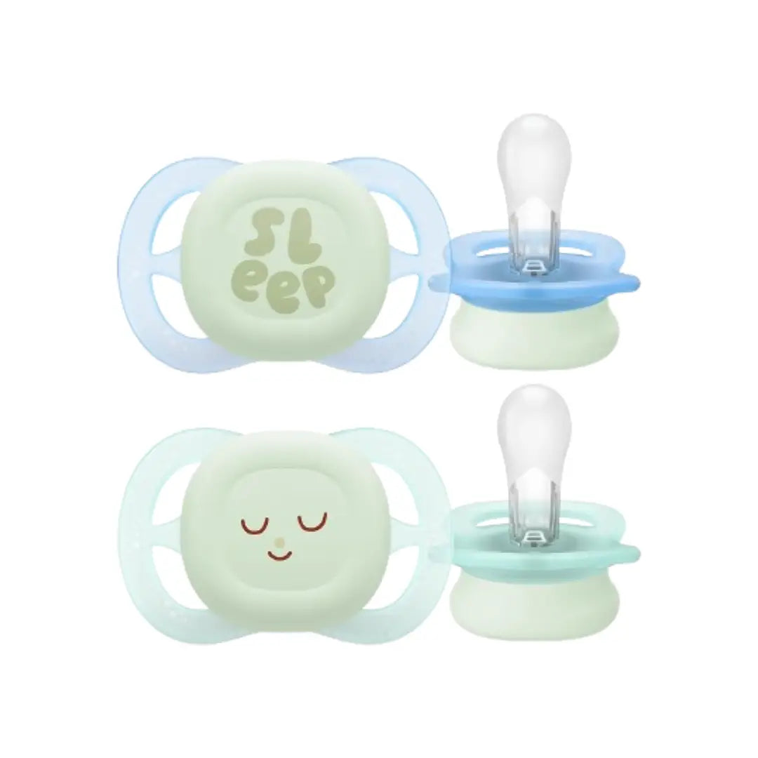 Philips Avent Ultra Night Soother 0-2 Months Boy 2s SCF075/08 - BPA Free Orthodontic Pacifier