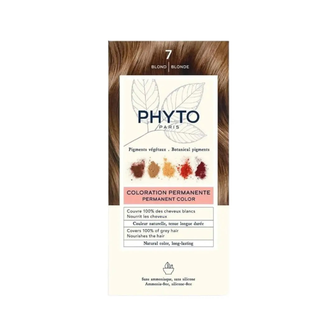 Phyto Phytocolor Permanent Hair Color 7 Blonde | Ammonia-Free Hair Dye | 100% Grey Coverage | Natural Looking Color