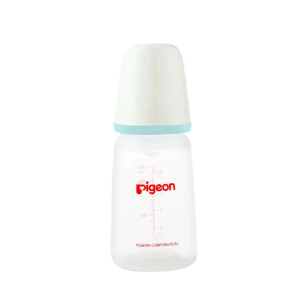 Pigeon Slim Neck Plastic Bottle 120ml 0+ Months Round Hole Small PA26012 – BPA-Free Newborn Feeding Bottle with Silicone Nipple