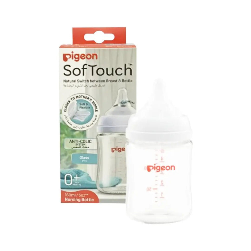 Pigeon Soft Touch Wide Neck  Glass Nursing Bottle 160ML 0M+