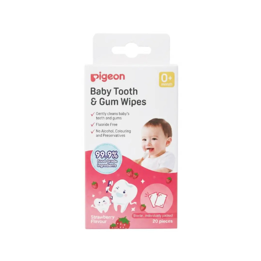 Pigeon Baby Tooth & Gum Wipes Strawberry 20s – Gentle Oral Cleaning Wipes for Babies 6+ Months