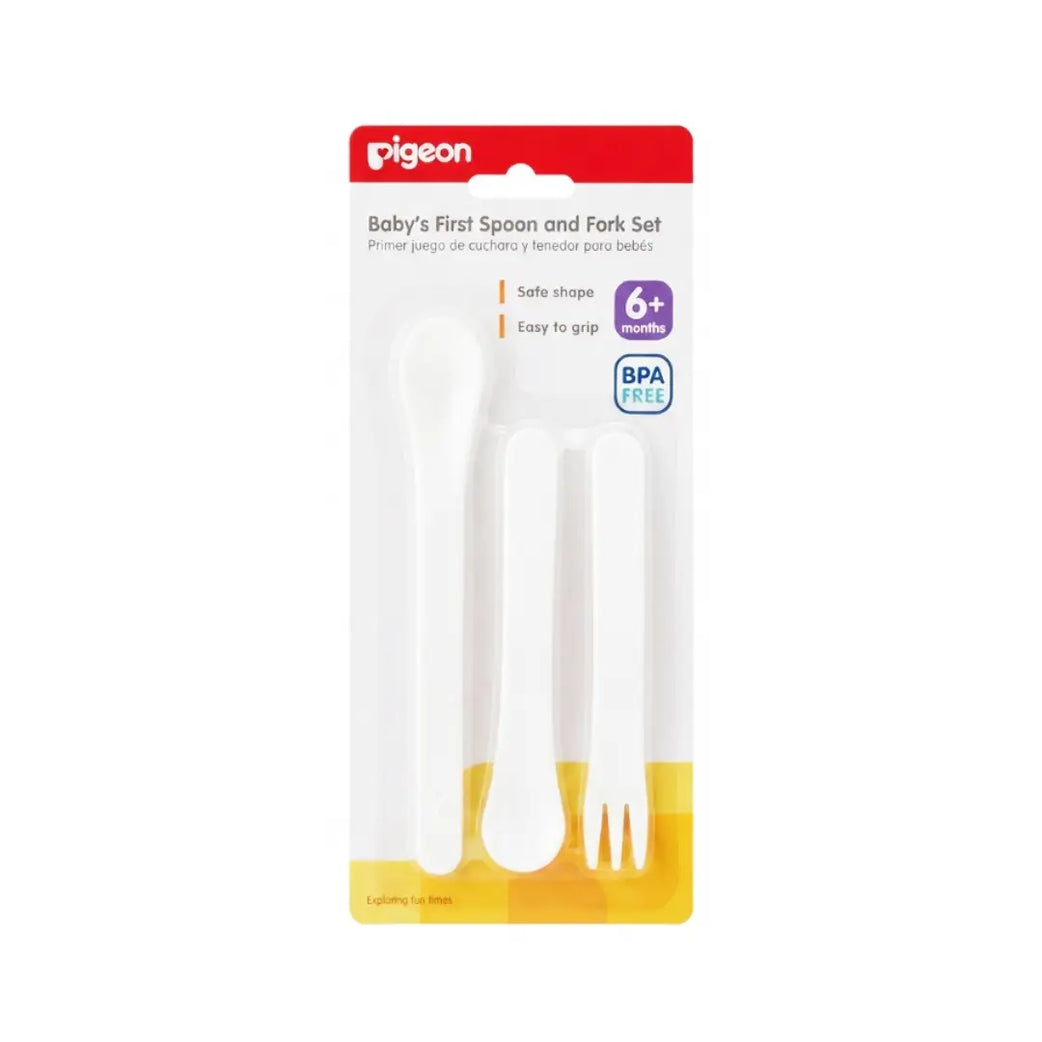 Pigeon Baby's First Spoon and Fork Set 6+ Months 03310 – Baby Feeding Cutlery Set for Self-Feeding Training
