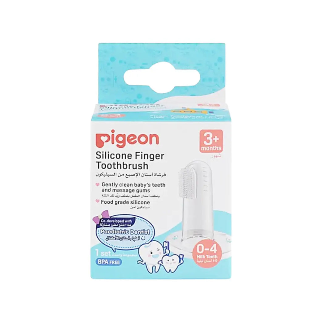 Pigeon Silicone Finger Toothbrush 3+ Months – Soft Baby Finger Toothbrush for Teeth & Gum Cleaning