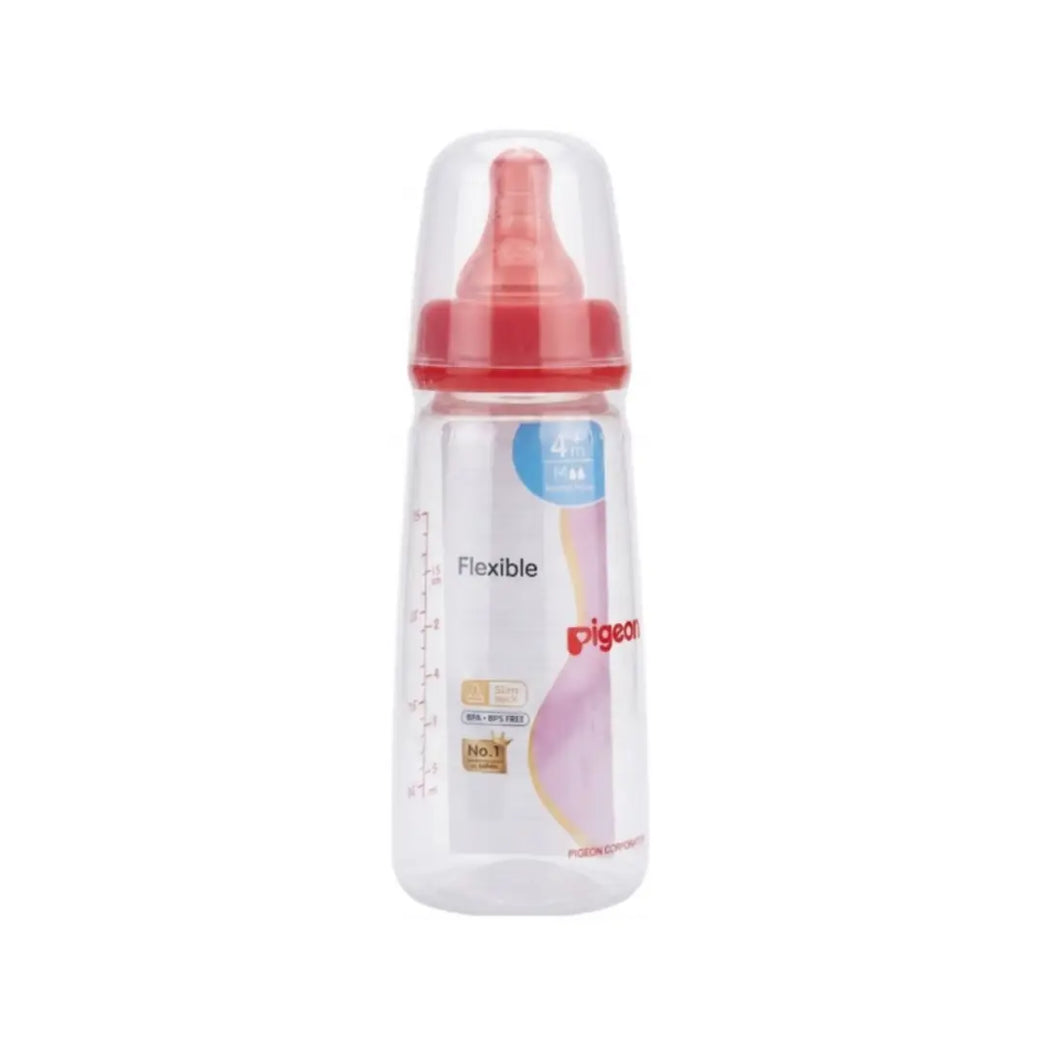Pigeon Slim Neck Plastic Bottle 200ml 4+ Months Round Hole Medium PA26009 – BPA-Free Baby Feeding Bottle, Assorted Colors