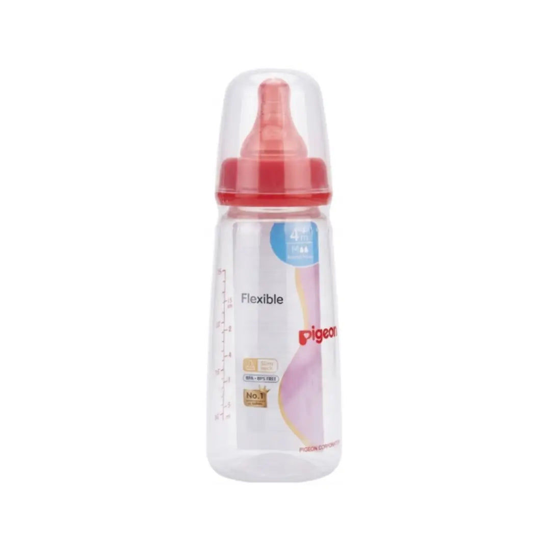Pigeon Slim Neck Plastic Bottle 200ml 4+ Months Round Hole Medium PA26009 – BPA-Free Baby Feeding Bottle, Assorted Colors