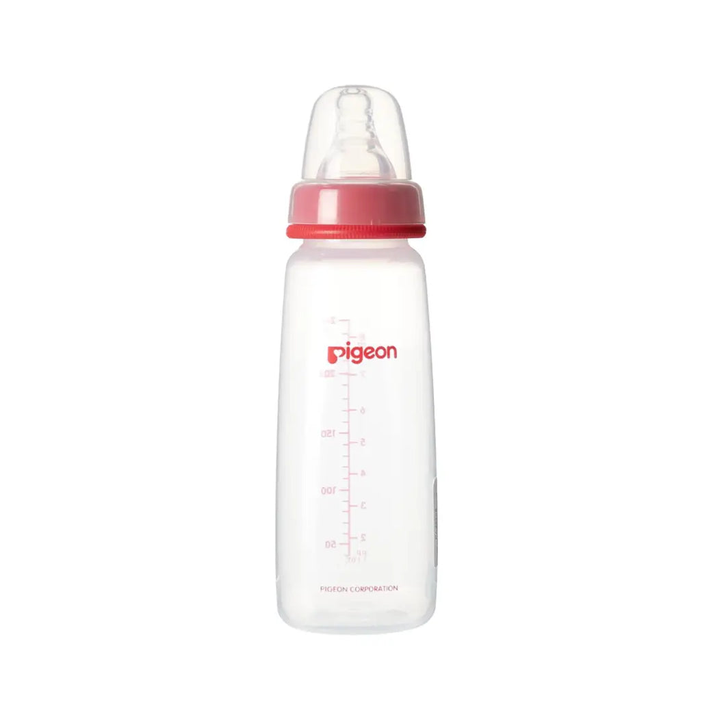 Pigeon Slim Neck Plastic Bottle 240ml 4+ Months Round Hole Medium PA26006 – BPA-Free Baby Feeding Bottle with Silicone Nipple
