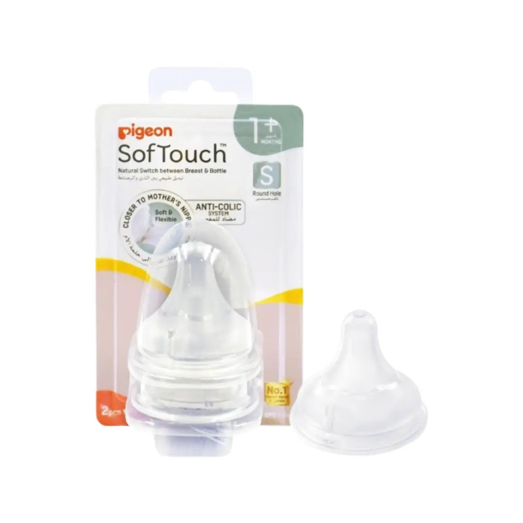 Pigeon Soft Touch Wide Neck Nipple 1+ Months 2pcs – Soft Silicone Baby Bottle Replacement Teat for Natural Feeding