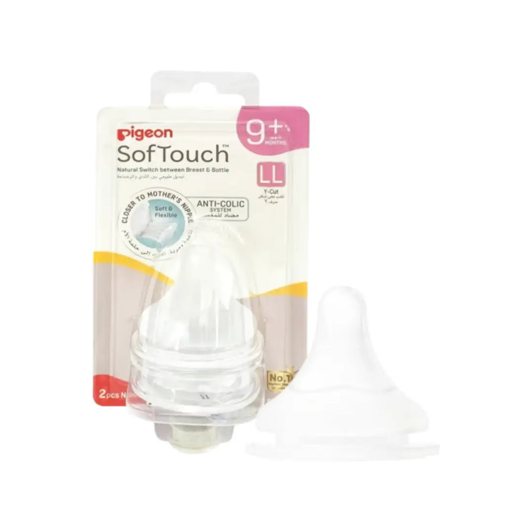 Pigeon Soft Touch Wide Neck Nipple LL 9+ Months 2pcs 81243 – Soft Silicone Baby Bottle Replacement Teat