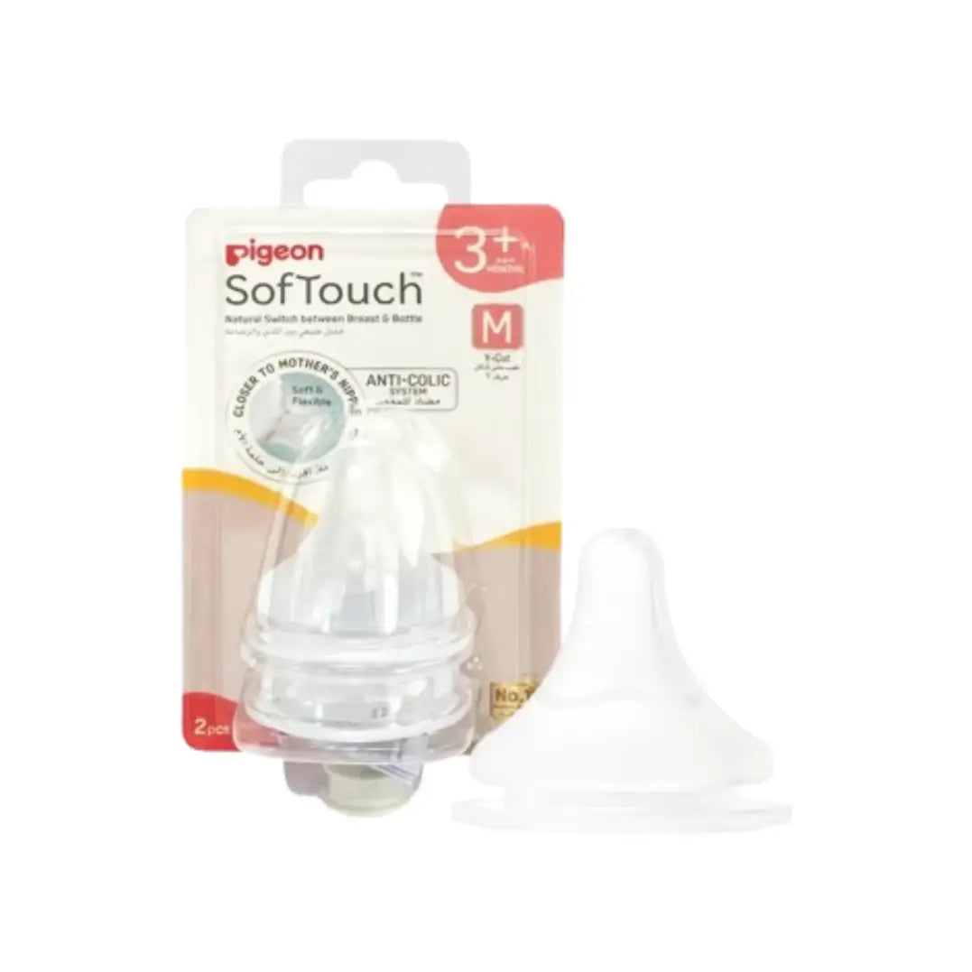 Pigeon Soft Touch Wide Neck Nipple Y-Cut Medium 3M+ 2s PB81241