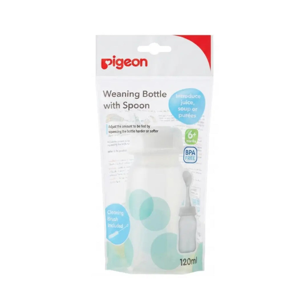 Pigeon Weaning Bottle with Spoon 6+ Months 120ml 03328 – Baby Feeding Bottle for Weaning