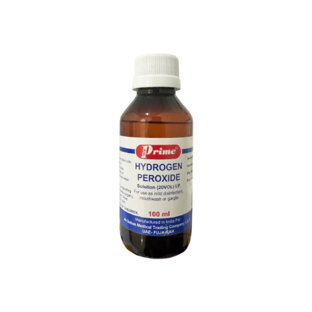 Prime Hydrogen Peroxide 100ml Antiseptic solution for cleaning minor cuts, wounds, and disinfecting surfaces