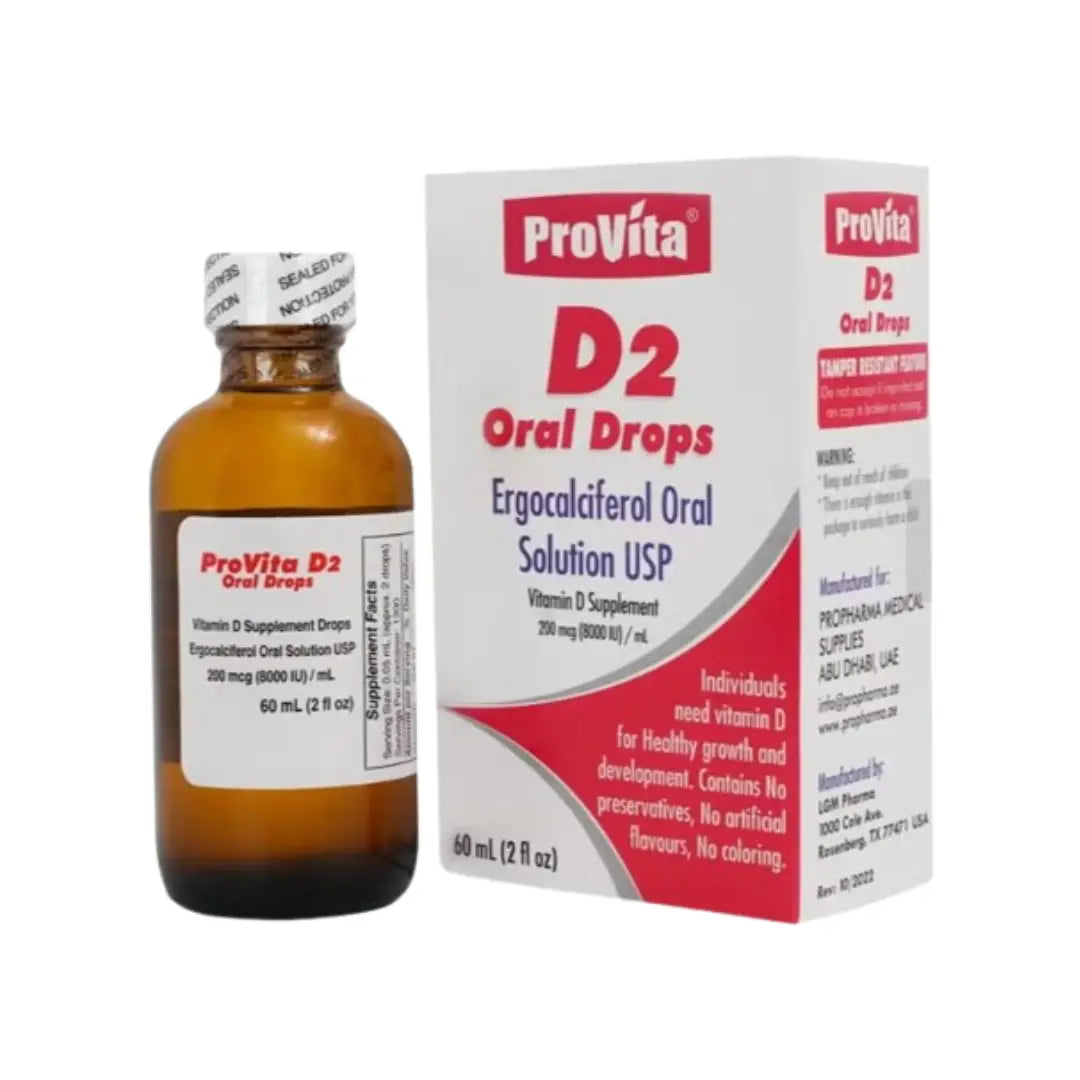 Provita D2 Oral Drops 60ml – Vitamin D2 Liquid Dietary Supplement