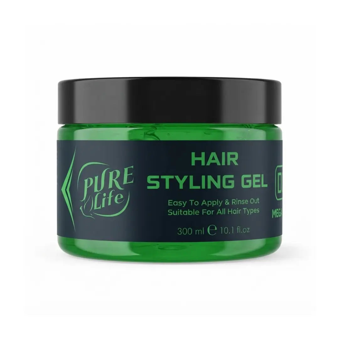 Pure Life Hair Styling Gel 04 Mega Hold Green 300ml – Extra Strong Hold Hair Gel