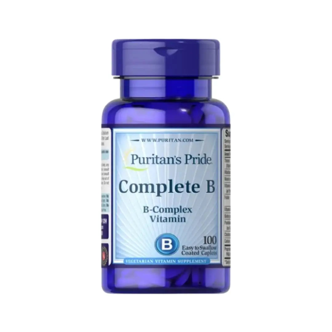 Puritan’s Pride Complete B 100 Caplets for energy metabolism and nervous system support