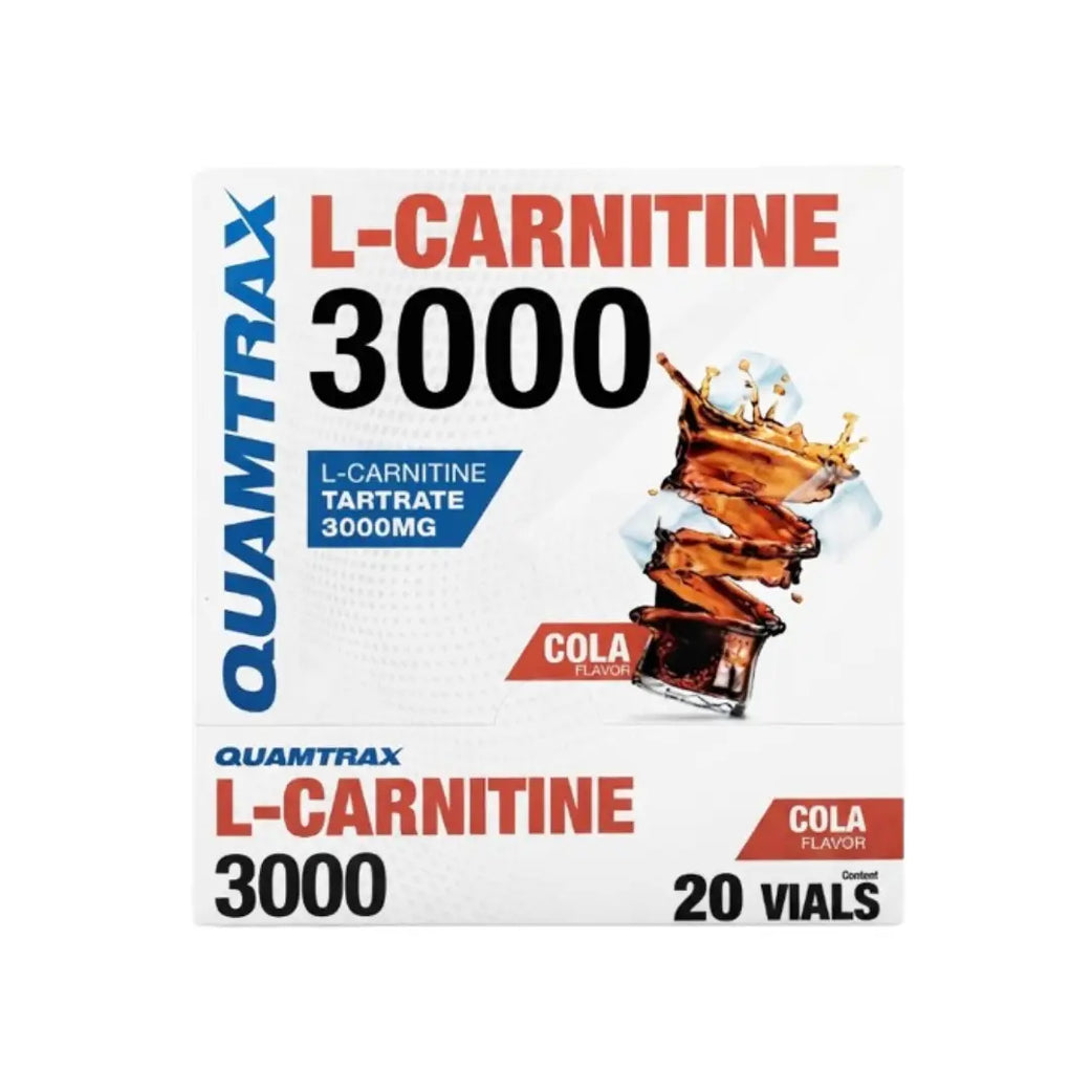 QUAMTRAX L-Carnitine Tartrate 3000mg Cola Vials 20s – Liquid Carnitine Supplement