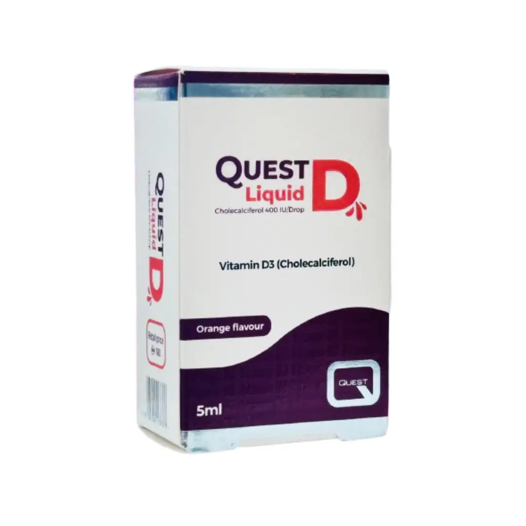 Quest D Vitamin D3 Liquid Drops Orange 5ml | Vitamin D Supplement for Bone & Immune Support