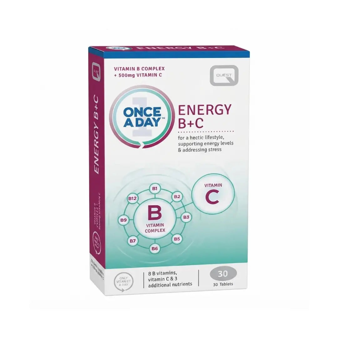 Quest Energy B+C Once A Day Tablets 30s – Vitamin B Complex & Vitamin C Supplement