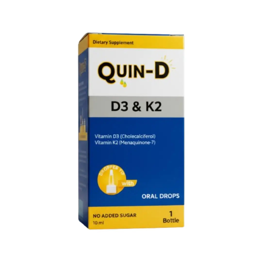 Quin-D Vitamin D3 & K2 Oral Drops 10ml | Bone, Teeth & Immune Support for All Ages
