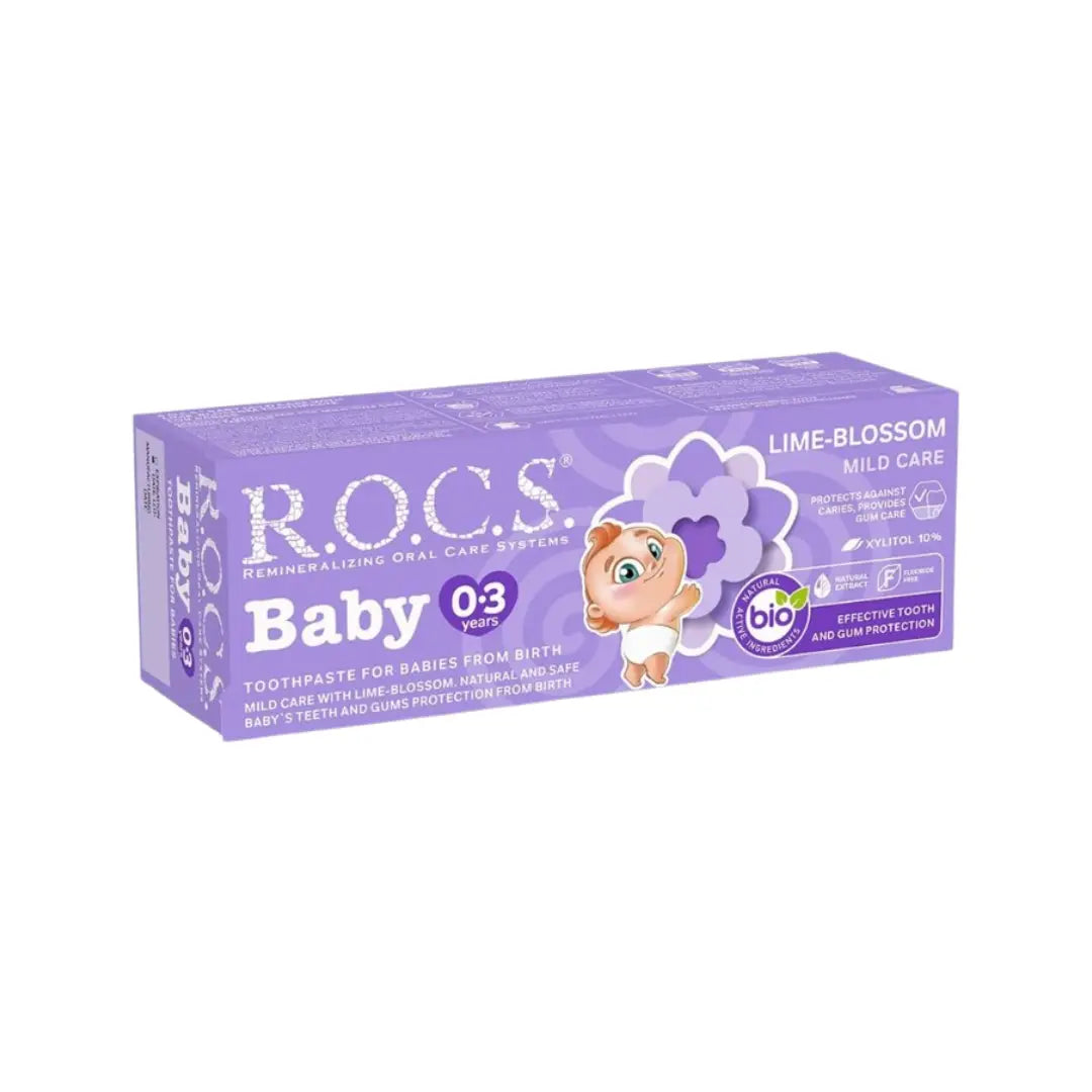 ROCS Baby Toothpaste 0–3 Years Lime Blossom 35ml | Mild Care Infant Toothpaste | Gentle Oral Care for Baby Teeth
