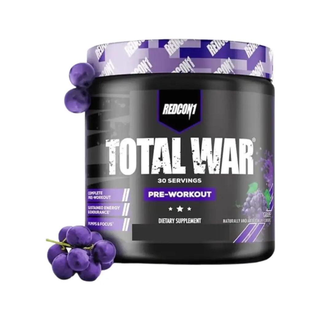 Redcon1 Total War Pre-Workout Grape 468g (30 Servings) | Energy, Focus & Workout Support Powder