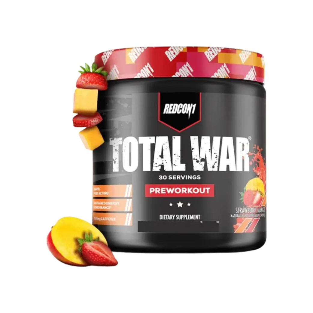 Redcon1 Total War Pre-Workout Strawberry Mango 468g (30 Servings) | Energy, Focus & Endurance Workout Powder