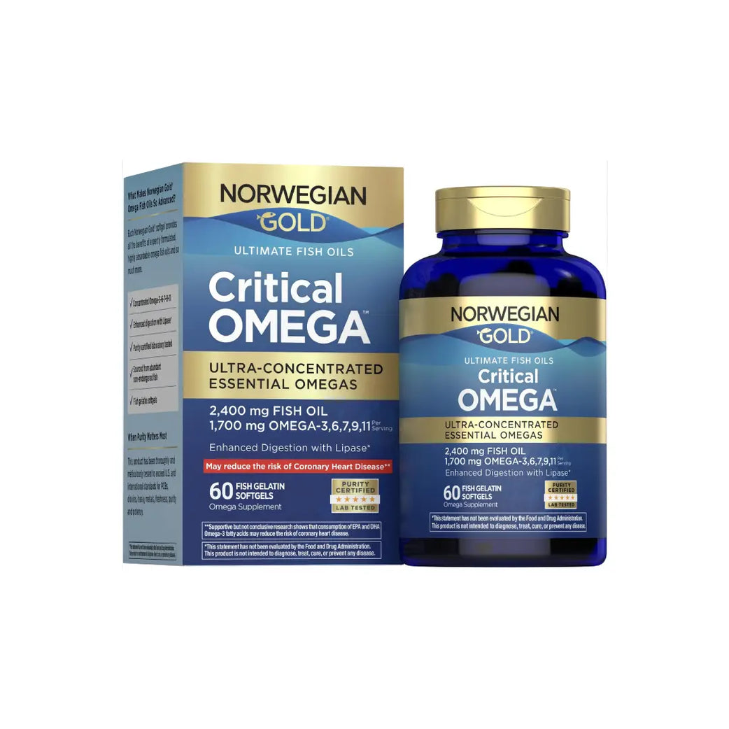 RenewLife Norwegian Gold Critical Omega Softgels 60s – Omega-3 Fish Oil Supplement